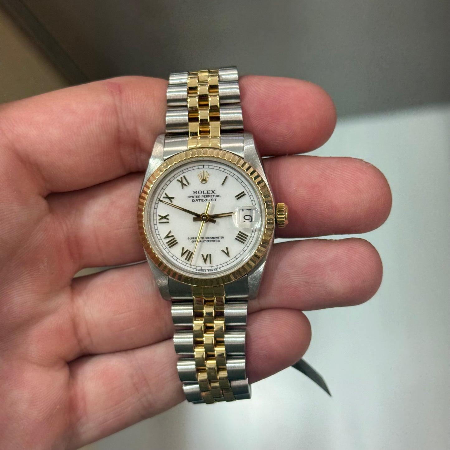 Rolex 68273 White Roman Dial on Jubilee