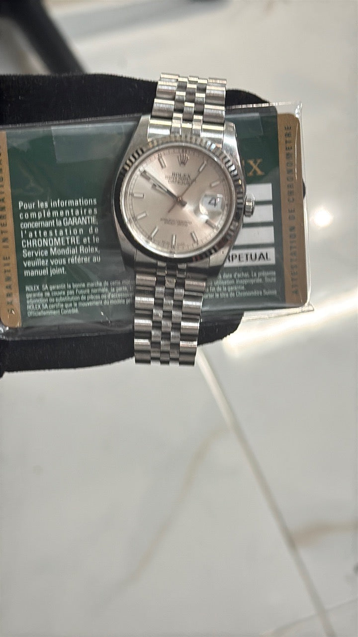 Rolex Datejust 116234 Silver Dial on Jubilee Papers