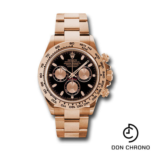Rolex Everose Gold Cosmograph Daytona 40 Watch - Black Index Dial - 116505 bk