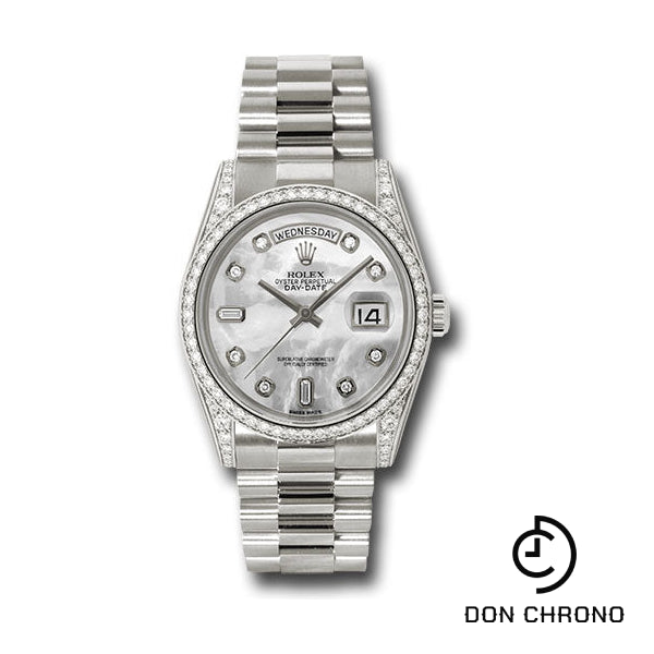Rolex White Gold Day-Date 36 Watch - Bezel - Mother-Of-Pearl Diamond Dial - President Bracelet - 118389 mdp