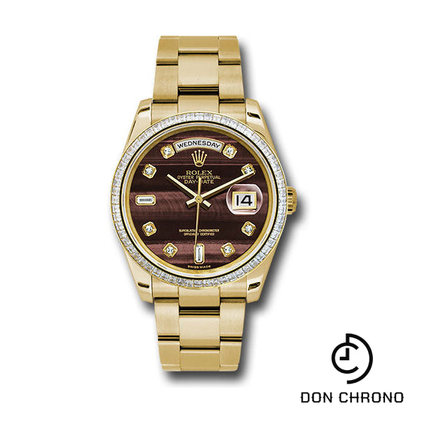 Rolex Yellow Gold Day-Date 36 Watch - Bezel - Bulls Eye Diamond Dial - Oyster Bracelet - 118398 bedo