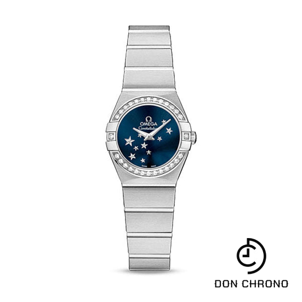 Omega Ladies Constellation Star ORBIS Collection Watch - 24 mm Brushed Steel Case - Diamond Bezel - Blue Dial - 123.15.24.60.03.001
