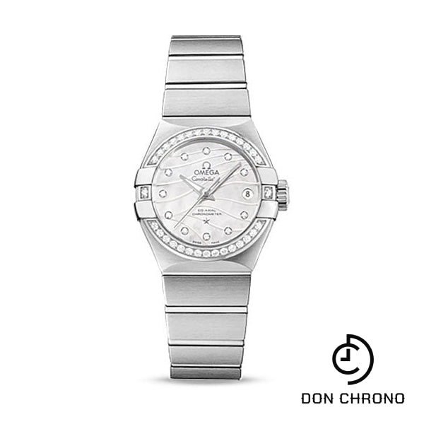 Omega Constellation Co-Axial Watch - 27 mm Steel Case - Diamond-Set Steel Bezel - Mother-Of-Pearl Dial - 123.15.27.20.55.002