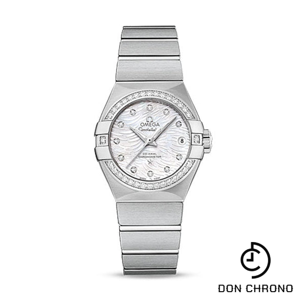 Omega Constellation Co-Axial Watch - 27 mm Steel Case - Diamond-Set Bezel - Mother-Of-Pearl Dial - 123.15.27.20.55.003