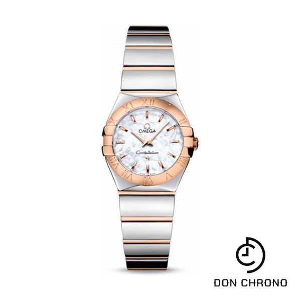 Omega Ladies Constellation Polished Quartz Watch - 24 mm Polished Steel And Red Gold Case - Mother-Of-Pearl Dial - Steel And Red Gold Bracelet - 123.20.24.60.05.003