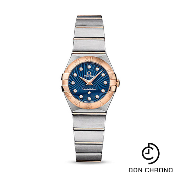 Omega Ladies Constellation Quartz Watch - 24 mm Brushed Steel And Red Gold Case - Blue Supernova Diamond Dial - 123.20.24.60.53.001