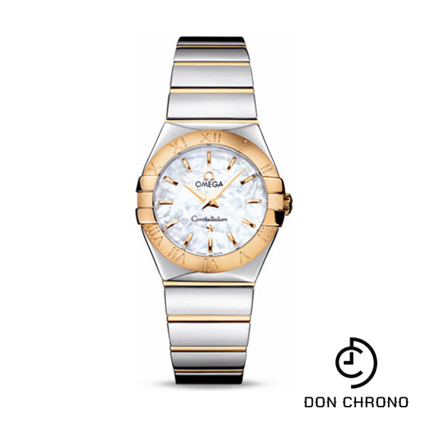Omega Ladies Constellation Polished Quartz Watch - 27 mm Polished Steel And Yellow Gold Case - Mother-Of-Pearl Dial - Steel And Yellow Gold Bracelet - 123.20.27.60.05.004