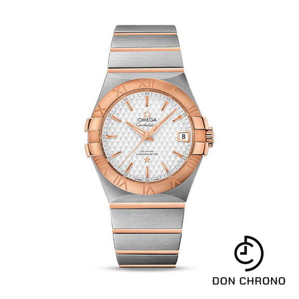 Omega Constellation Co-Axial Watch - 35 mm Steel Case - Red Gold Bezel - Silver Dial - Red Gold Bracelet - 123.20.35.20.02.005