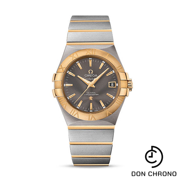 Omega Constellation Co-Axial Watch - 35 mm Steel Case - 18K Yellow Gold Bezel - Grey Dial - 123.20.35.20.06.001