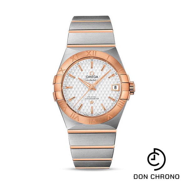 Omega Constellation Co-Axial Watch - 38 mm Steel Case - Red Gold Bezel - Silver Dial - Red Gold Bracelet - 123.20.38.21.02.008