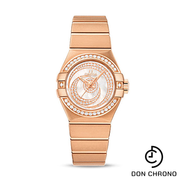 Omega Ladies Constellation Luxury Edition Watch - 27 mm Red Gold Case - Diamond Bezel - Mother-Of-Pearl Diamond Dial - 123.55.27.20.55.005