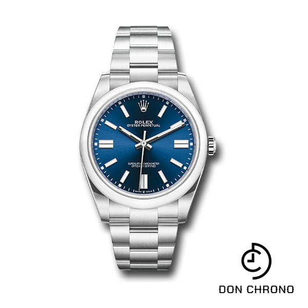 Rolex Oyster Perpetual 41 Watch - Domed Bezel - Blue Index Dial - Oyster Bracelet - 124300 bluio