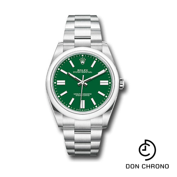 Rolex Oyster Perpetual 41 Watch - Domed Bezel - Green Index Dial - Oyster Bracelet - 124300 greio