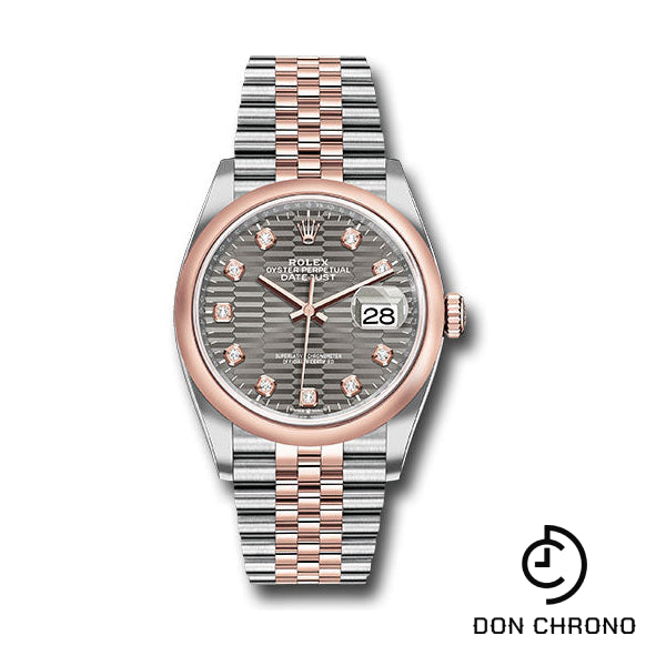 Rolex Everose Rolesor Datejust 36 Watch - Domed Bezel - Slate Fluted Motif Diamond Dial - Jubilee Bracelet - 126201 slflmdj