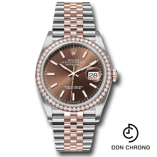 Rolex Everose Rolesor Datejust 36 Watch - Diamond Bezel - Chocolate Index Dial - Jubilee Bracelet - 126281rbr choij