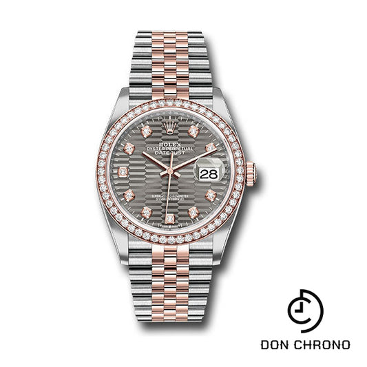 Rolex Everose Rolesor Datejust 36 Watch - Diamond Bezel - Slate Fluted Motif Diamond Dial - Jubilee Bracelet - 126281rbr slflmdj