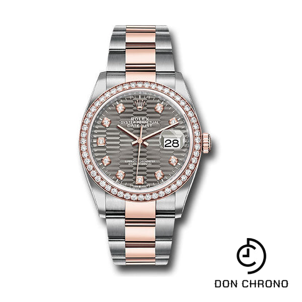Rolex Everose Rolesor Datejust 36 Watch - Diamond Bezel - Slate Fluted Motif Diamond Dial - Oyster Bracelet - 126281rbr slflmdo