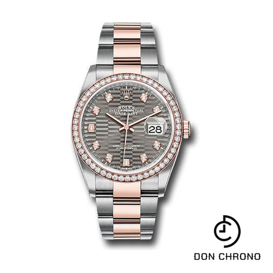 Rolex Everose Rolesor Datejust 36 Watch - Diamond Bezel - Slate Fluted Motif Diamond Dial - Oyster Bracelet - 126281rbr slflmdo