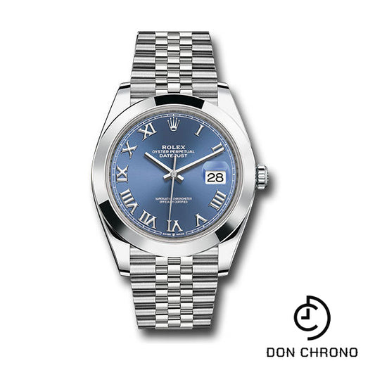 Rolex Steel Datejust 41 Watch - Smooth Bezel - Blue Roman Dial - Jubilee Bracelet - 126300 blrj
