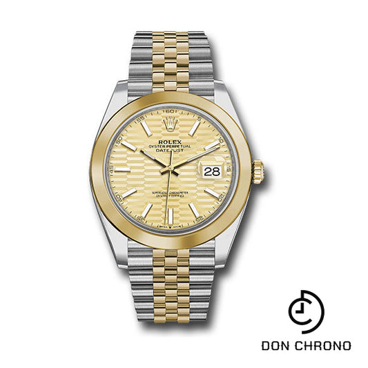 Rolex Yellow Rolesor Datejust 41 Watch - Smooth Bezel - Golden Fluted Motif Index Dial - Jubilee Bracelet - 126303 gflmij