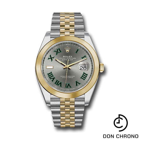 Rolex Steel and Yellow Gold Rolesor Datejust 41 Watch - Smooth Bezel - Slate Green Roman Dial - Jubilee Bracelet - 126303 slgrj