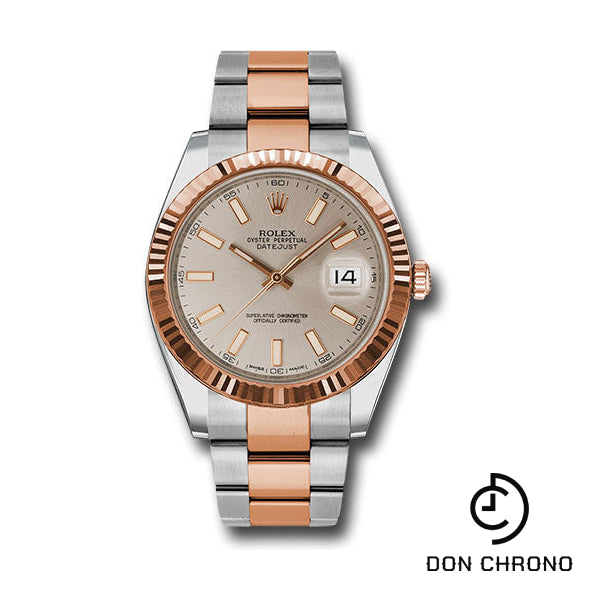 Rolex Steel and Everose Rolesor Datejust 41 Watch Fluted Bezel Sun DonChrono