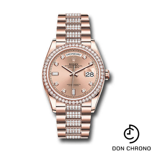 Rolex Everose Gold Day-Date 36 Watch - Diamond Bezel - RosŽ Diamond Dial - Diamond President Bracelet - 128345rbr rsddp