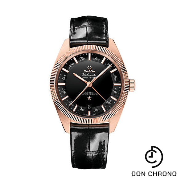 Omega Constellation Globemaster Omega Co-Axial Master Chronometer Annual Calendar - 41 mm Sedna Gold Case - Black Dial - Black Leather Strap - 130.53.41.22.01.001