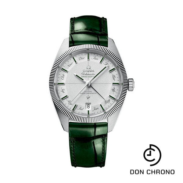 Omega Constellation Globemaster Co-Axial Master Chronometer Annual Calendar Limited Edition of 52 Watch - 41 mm Platinum Case - Platinum Dial - Green Leather Strap - 130.93.41.22.99.002