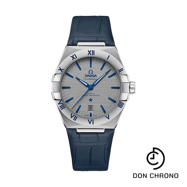 Omega Constellation OMEGA Co-Axial Master Chronometer - 39 mm Steel Case - Tally- Ruthenium-Grey Dial - Blue Leather Strap - 131.13.39.20.06.002