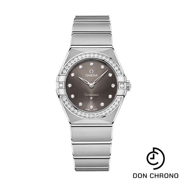 Omega Constellation Manhattan Quartz Watch - 28 mm Steel Case - Diamond-Paved Bezel - Grey Diamond Dial - 131.15.28.60.56.001