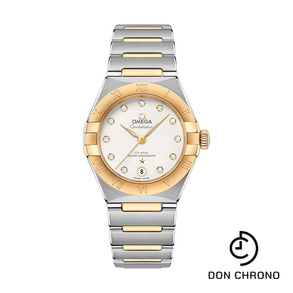 Omega Constellation Manhattan Co-Axial Master Chronometer Watch - 29 mm Steel And Yellow Gold Case - Crystal White Slivery Diamond Dial - 131.20.29.20.52.002