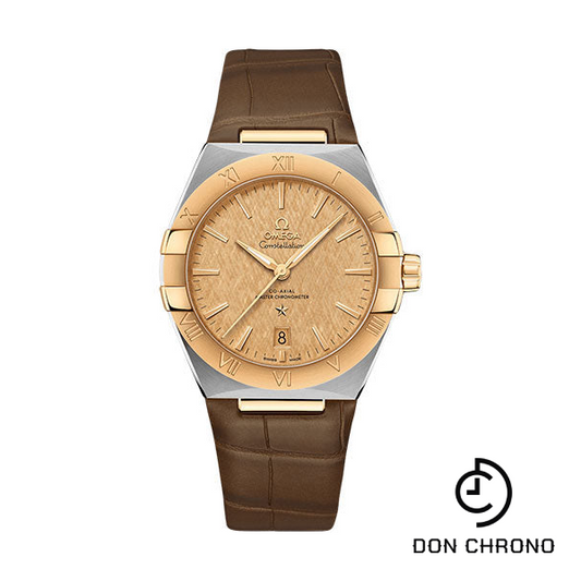 Omega Constellation OMEGA Co-Axial Master Chronometer - 39 mm Steel And Yellow Gold Case - Champagne Dial - Brown Leather Strap - 131.23.39.20.08.001