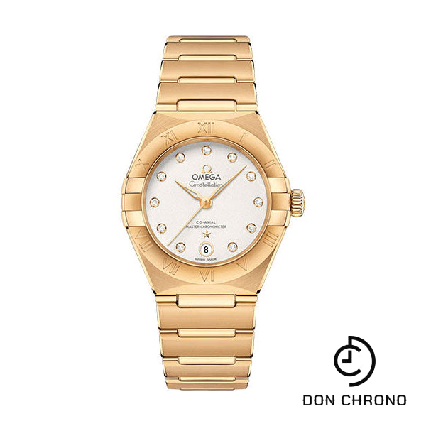 Omega Constellation Manhattan Co-Axial Master Chronometer Watch - 29 mm Yellow Gold Case - Crystal White Silvery Diamond Dial - 131.50.29.20.52.002