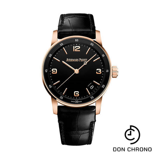 Audemars Piguet Code 11.59 by Audemars Piguet - Chronograph - 41mm Pink Case - Black Dial - Black Alligator Strap - 15210OR.OO.A002CR.01