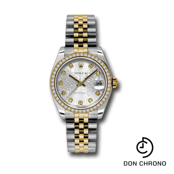 Rolex Steel and Yellow Gold Datejust 31 Watch - 46 Diamond Bezel - Silver Jubilee Diamond Dial - Jubilee Bracelet - 178383 sjdj