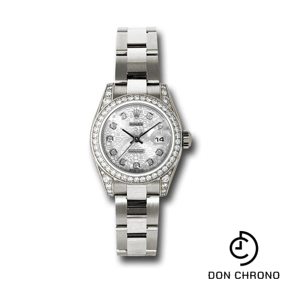 Rolex White Gold Lady-Datejust 26 Watch - 42 Diamond Bezel - Silver Jubilee Diamond Dial - Oyster Bracelet - 179159 sjdo