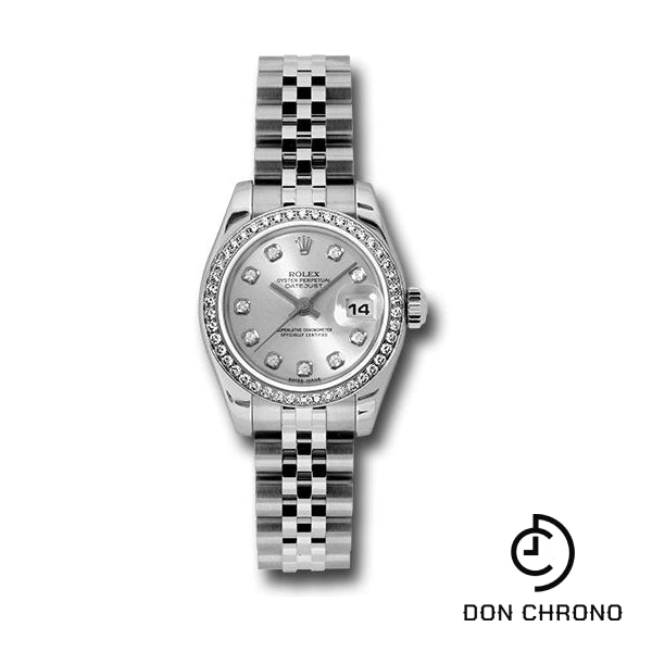 Rolex Steel and White Gold Lady Datejust 26 Watch - 46 Diamond Bezel - Silver Diamond Dial - Jubilee Bracelet - 179384 sdj