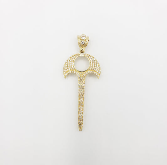 14K Gold- Train Key Pendant