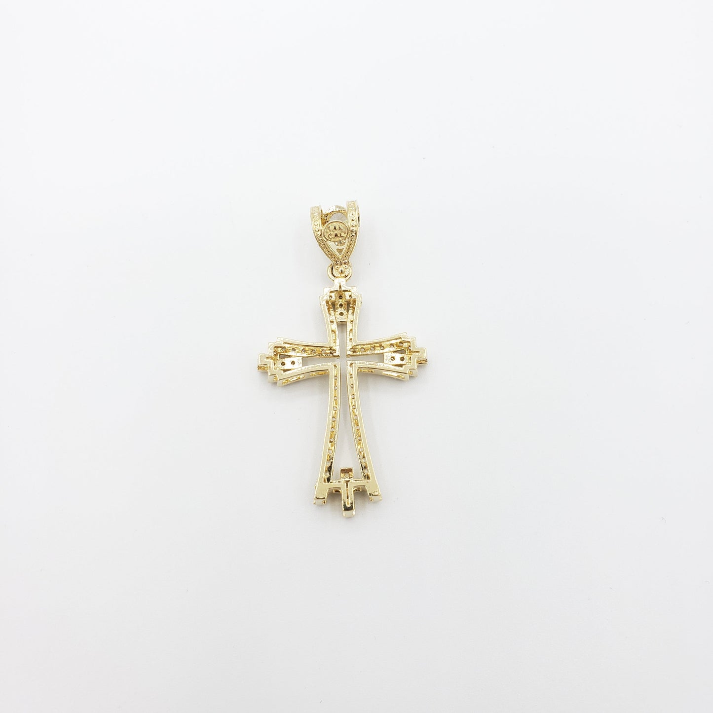 14K Gold- Curved Cross Pendant