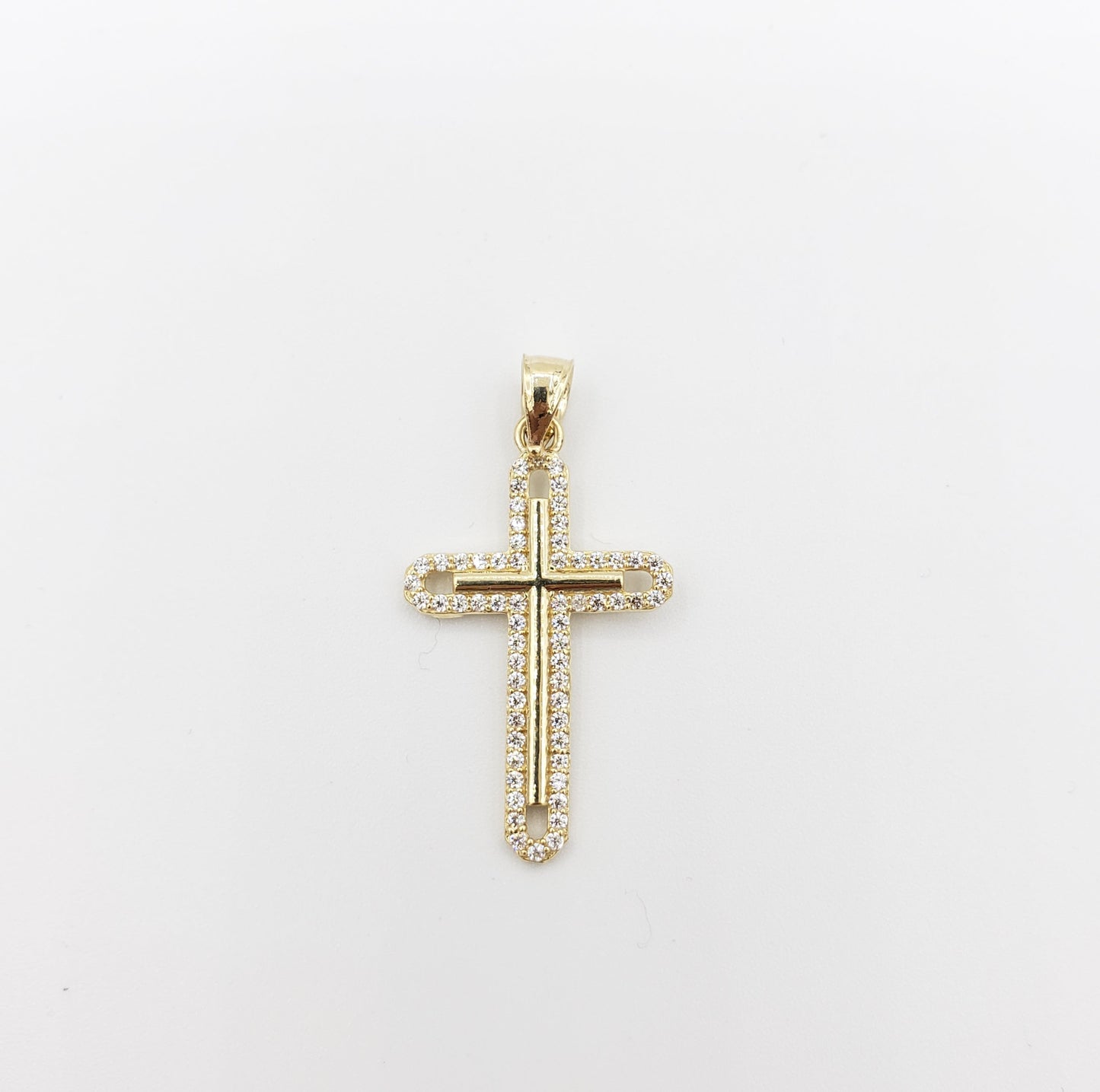 14K Gold- Mini CZ Cross Pendant