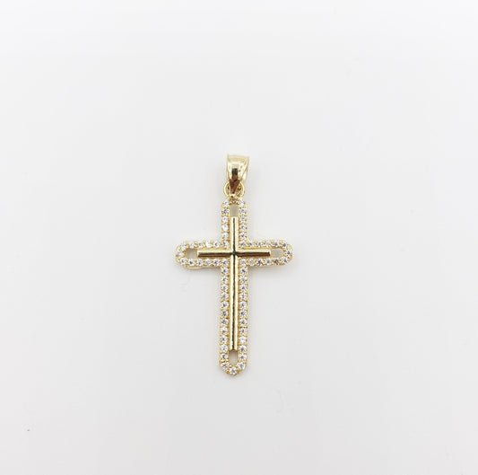 14K Gold- Mini CZ Cross Pendant