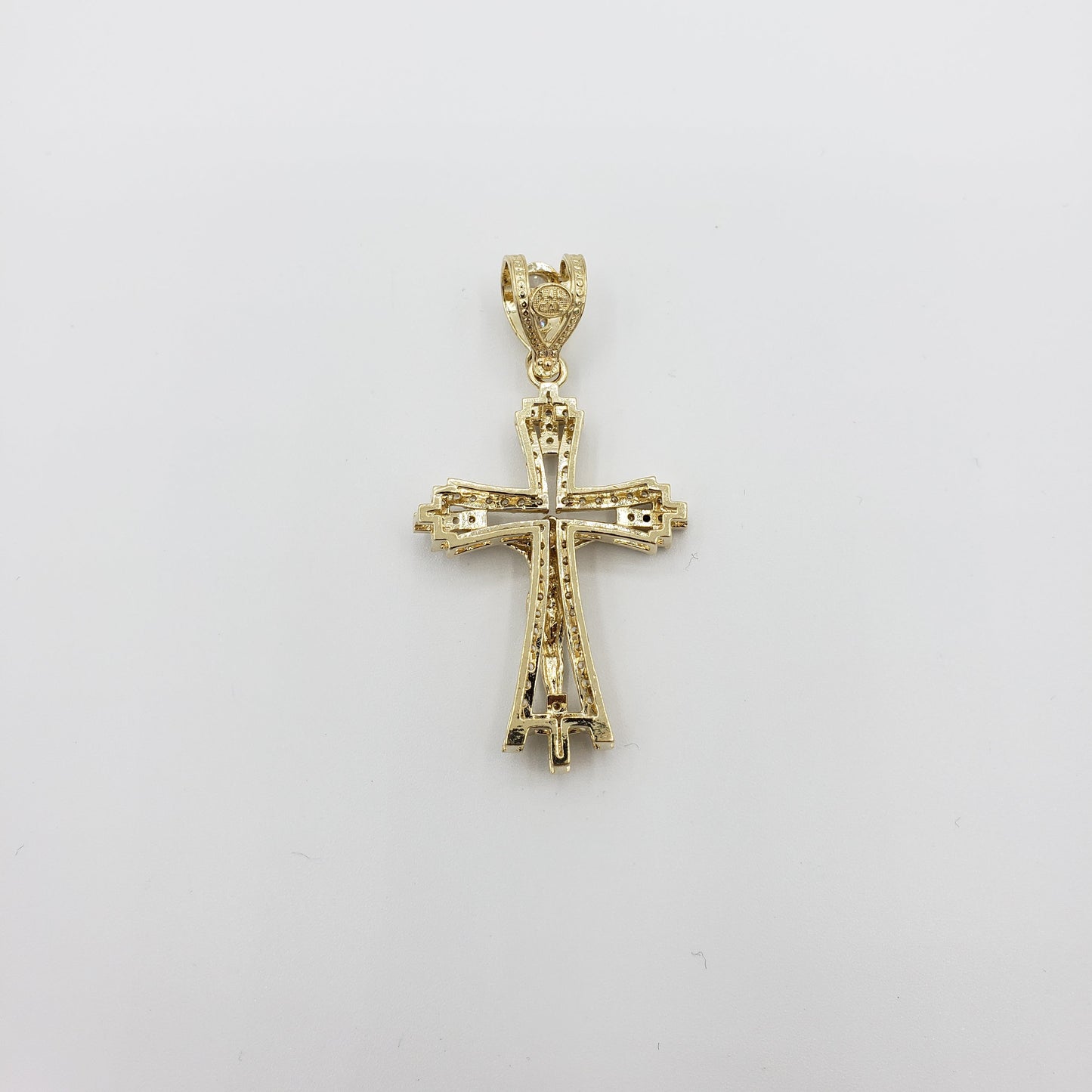 14K Gold- Jesus Curved Cross Pendant