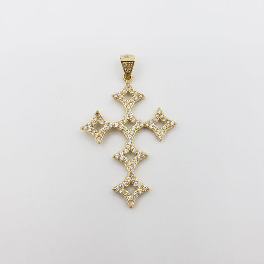 14K Gold- Star Cross Pendant
