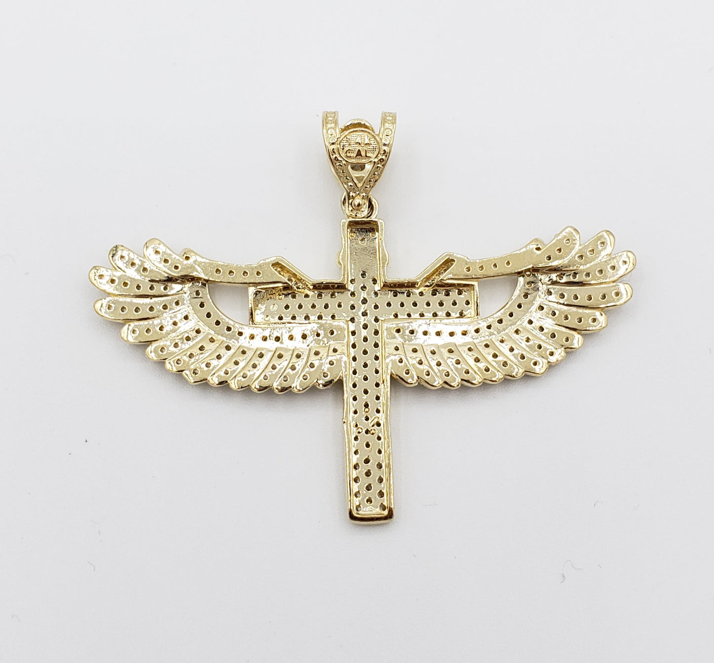 14K Gold- Angel Wing Cross Pendant