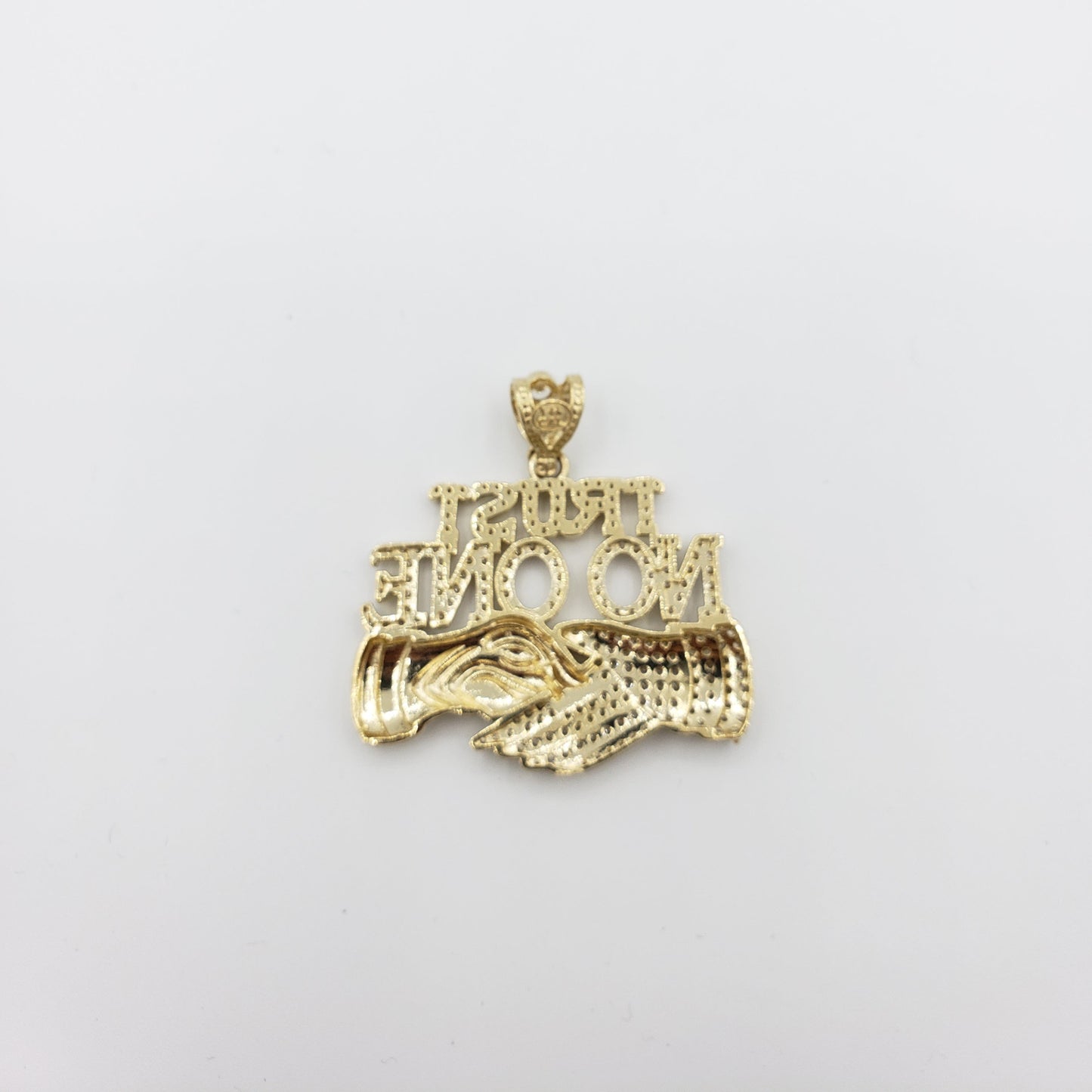 14K Gold- "TRUST NO ONE" Pendant