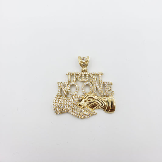 14K Gold- "TRUST NO ONE" Pendant