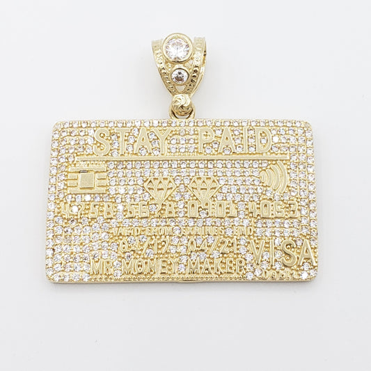 14K Gold- "STAY PAID" Credit Card Pendant