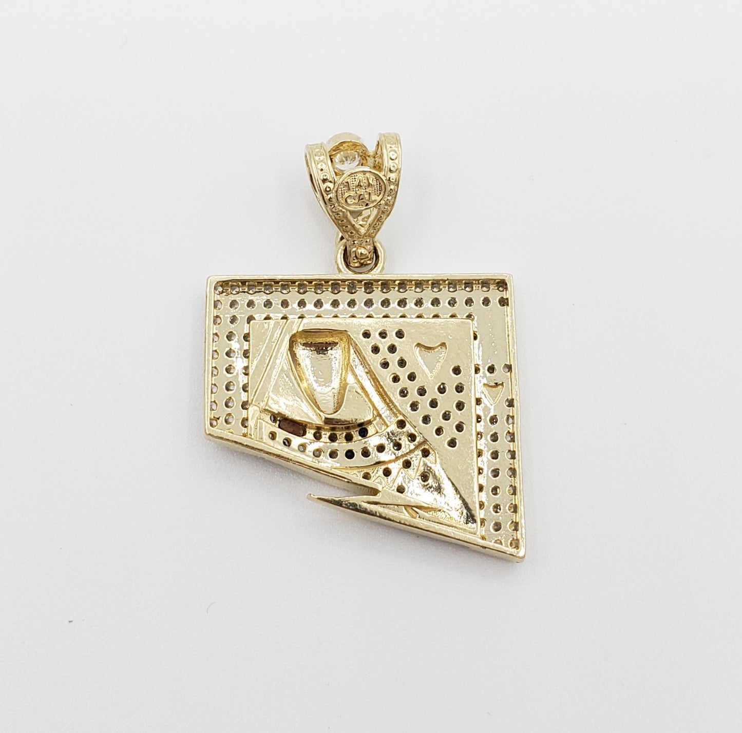 14K Gold- Queen Card Pendant