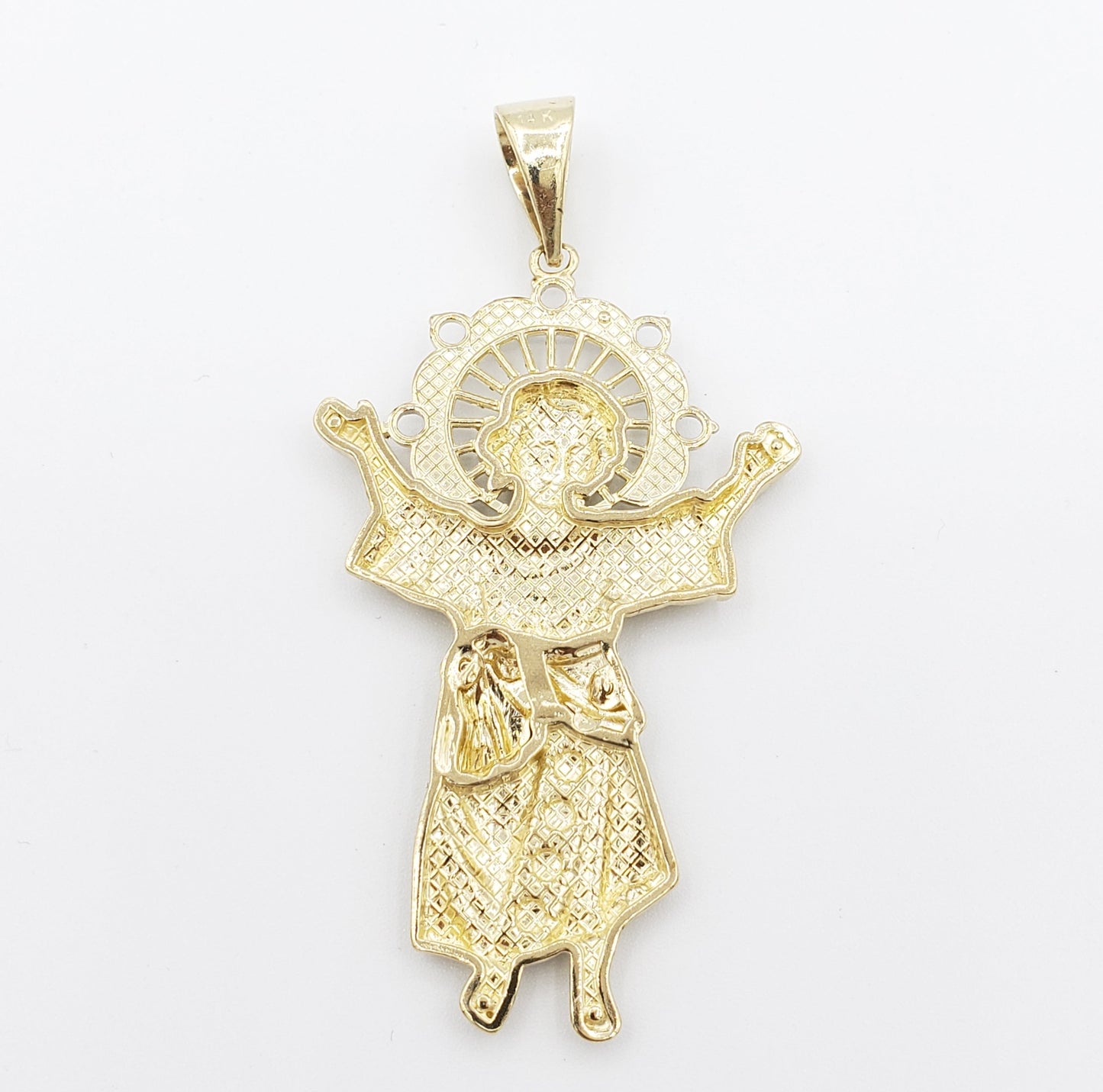 14K Gold- Divino Niño White Gold Trim Pendant